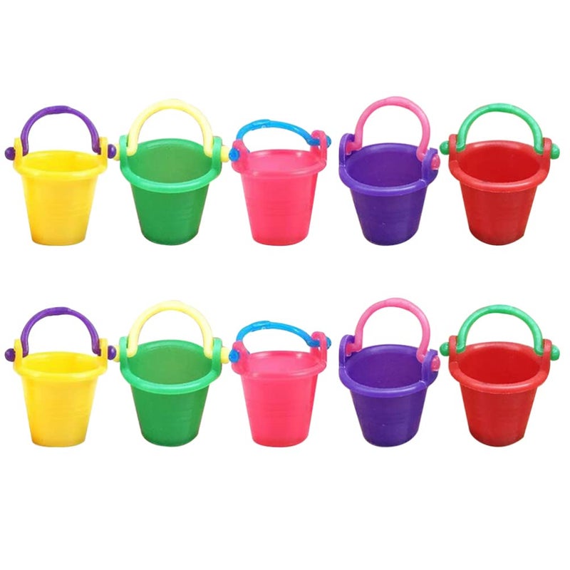 NUOBESTY Miniature Buckets Model 10 Pcs Dollhouse Buckets, 1: 12 Mini Buckets Model Miniature Buckets Dollhouse Accessories Small House Scene Layout Props for Mini House Buckets - Image 1